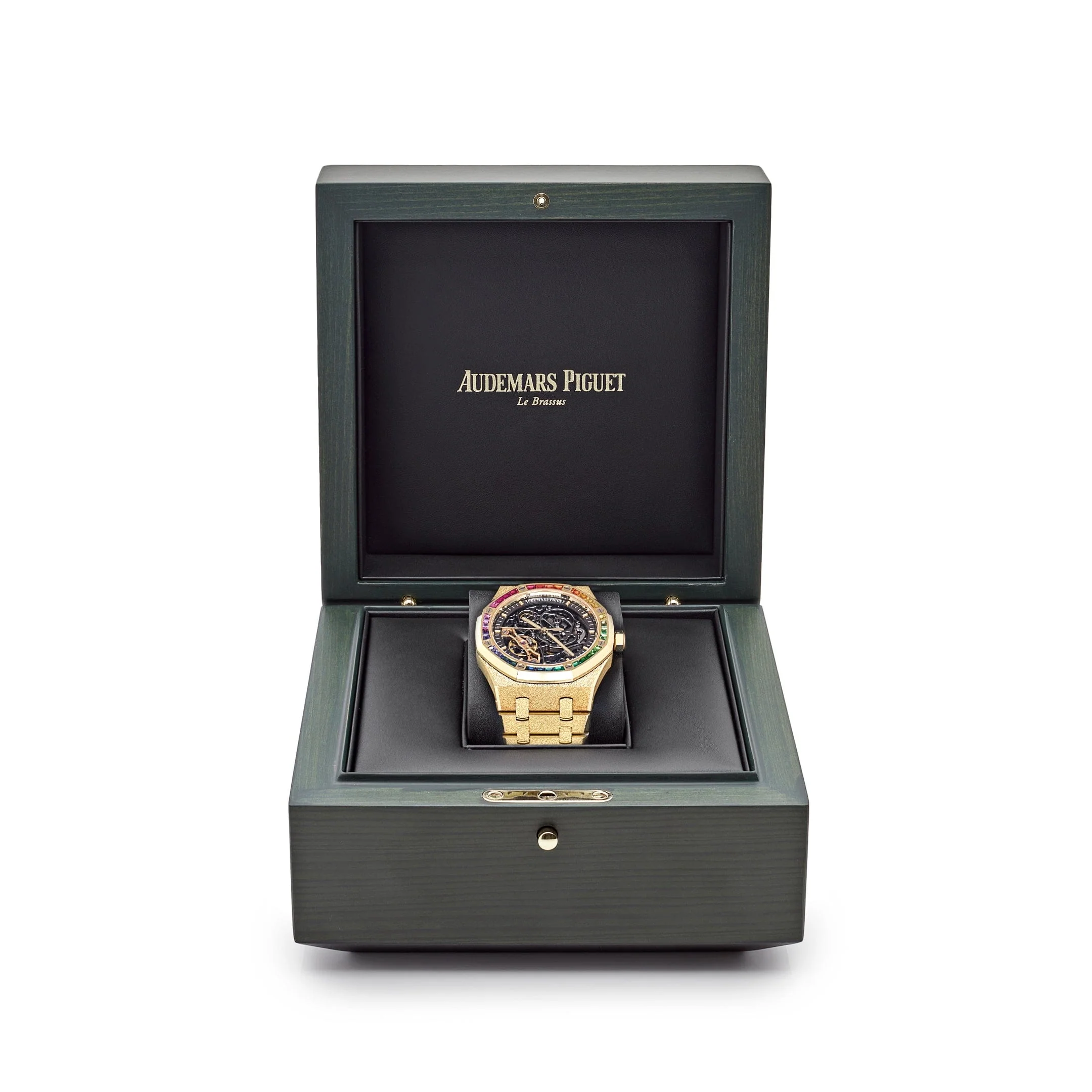 Royal Oak Frosted Yellow Gold Double Balance Wheel Rainbow Bezel 2 Royal Oak Frosted Yellow Gold Double Balance Wheel Rainbow Bezel - Image 2