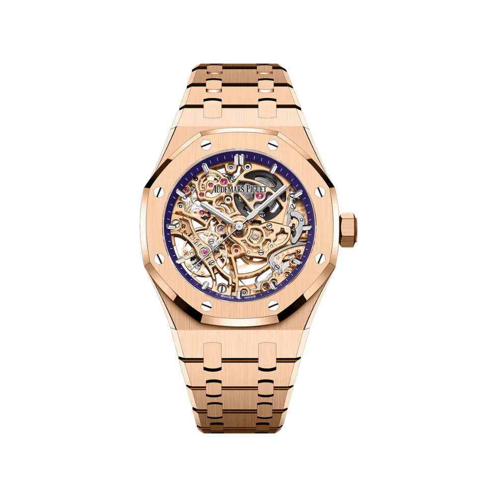 Royal Oak Double Balance Wheel Openworked Rose Gold Purple Bezel