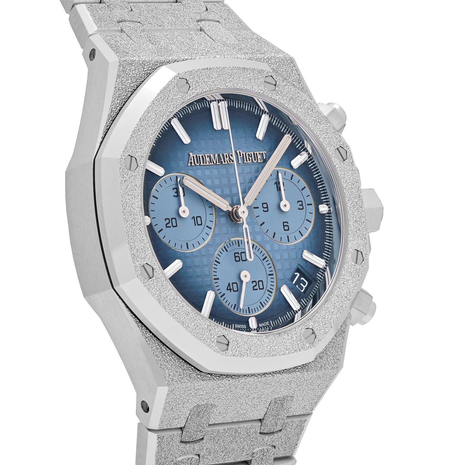 Royal Oak Chronograph Frosted White Gold Blue Dial 4 Royal Oak Chronograph Frosted White Gold Blue Dial - Image 4