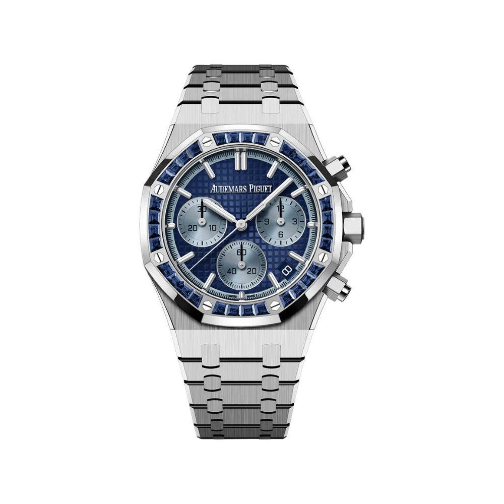 Royal Oak Chronograph White Gold Sapphire Bezel Blue Dial Japan Edition