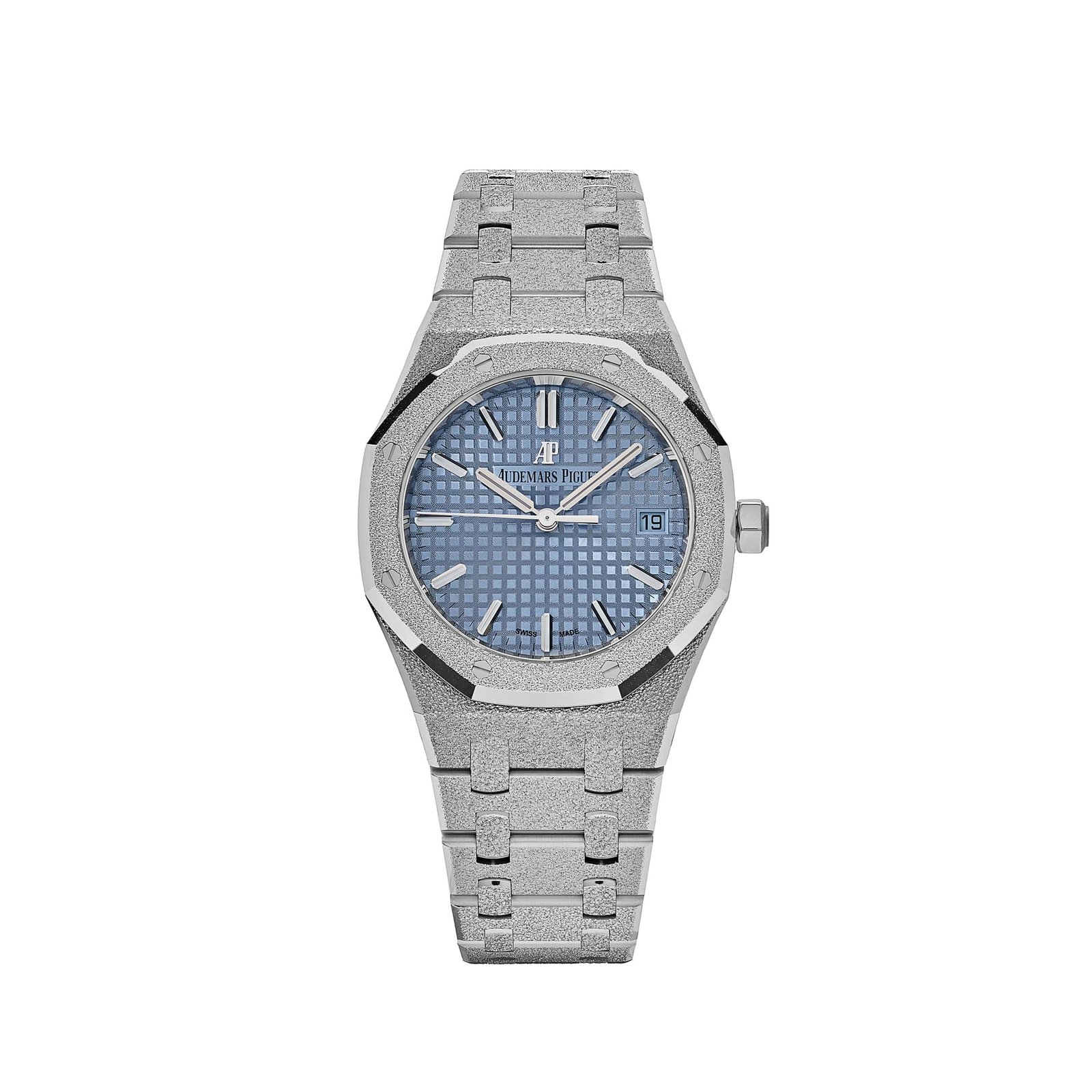 Royal Oak Ladies Selfwinding Frosted White Gold Blue Dial