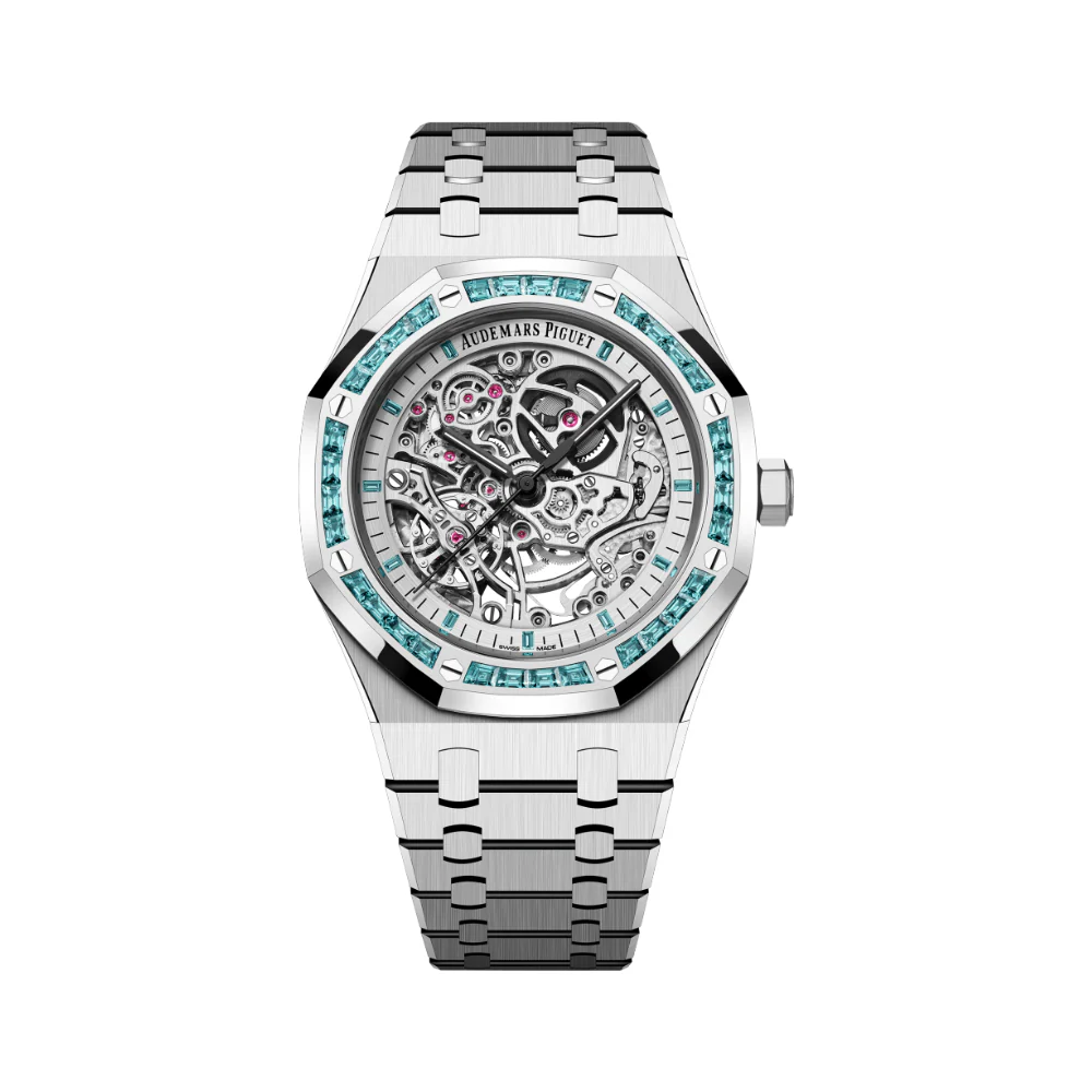 Royal Oak Double Balance Wheel Openworked White Gold Topaz Bezel