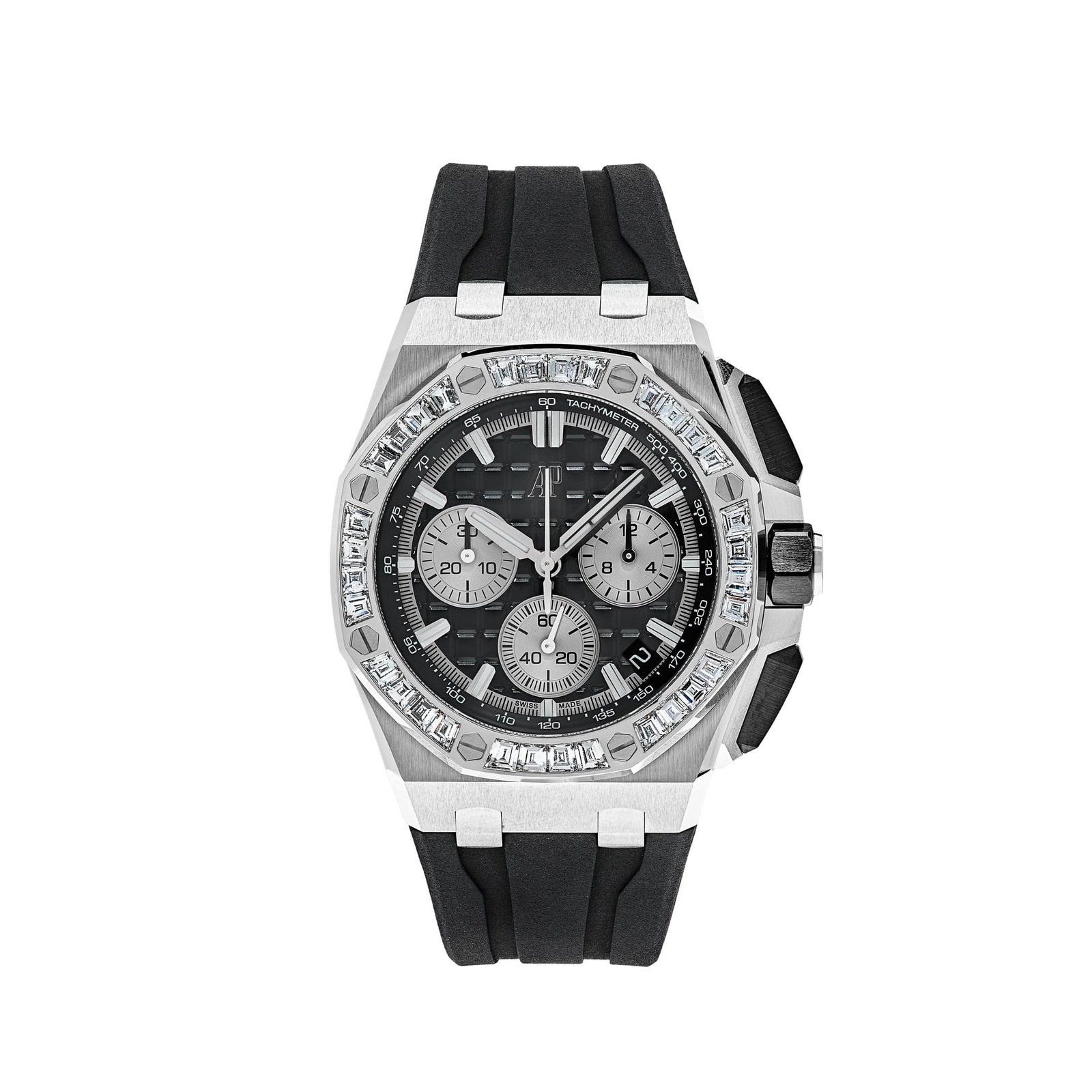 Royal Oak Offshore Chronograph White Gold Diamond Bezel Black Dial (2024)
