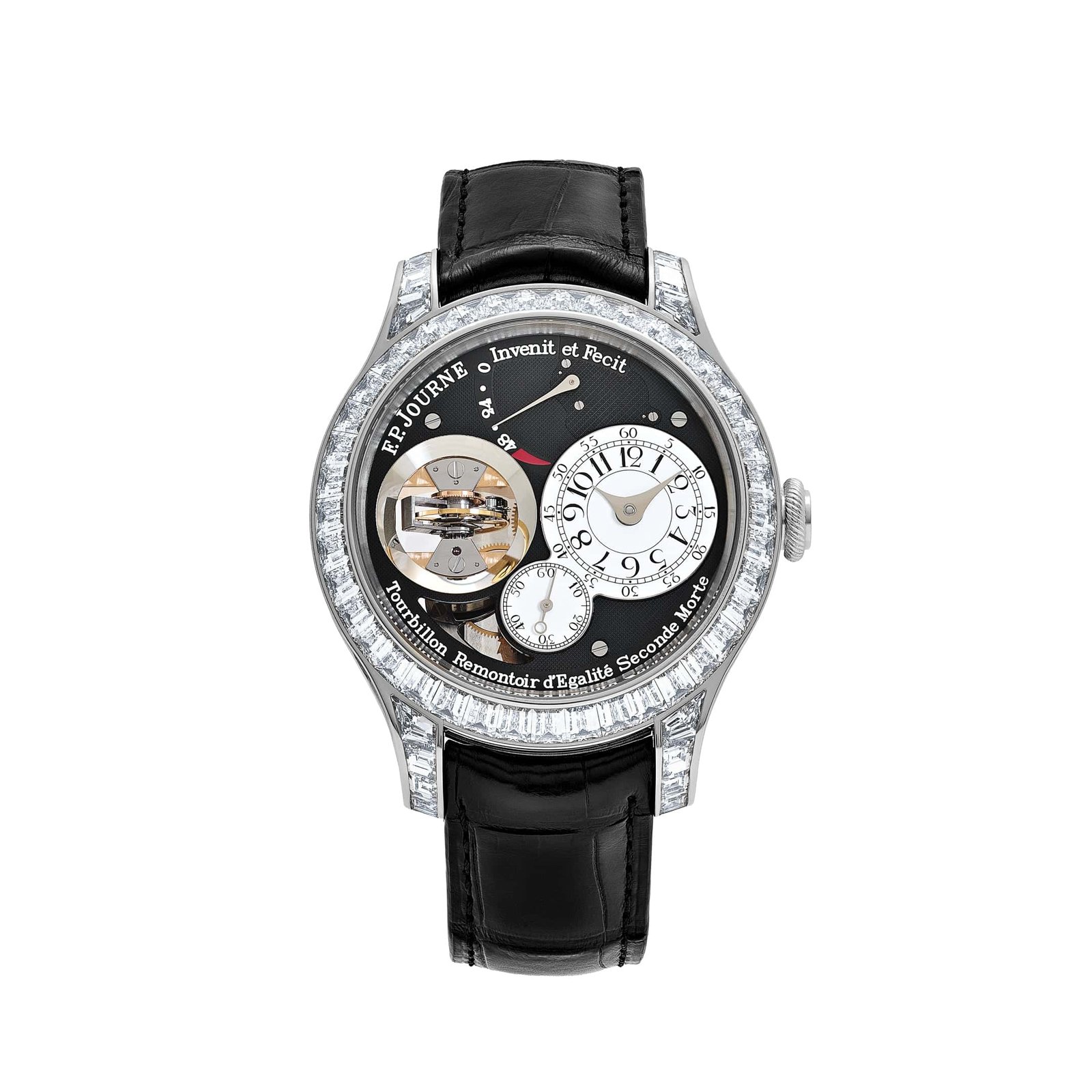 Tourbillon Souverain Joaillerie Platinum Diamond Bezel Black Dial