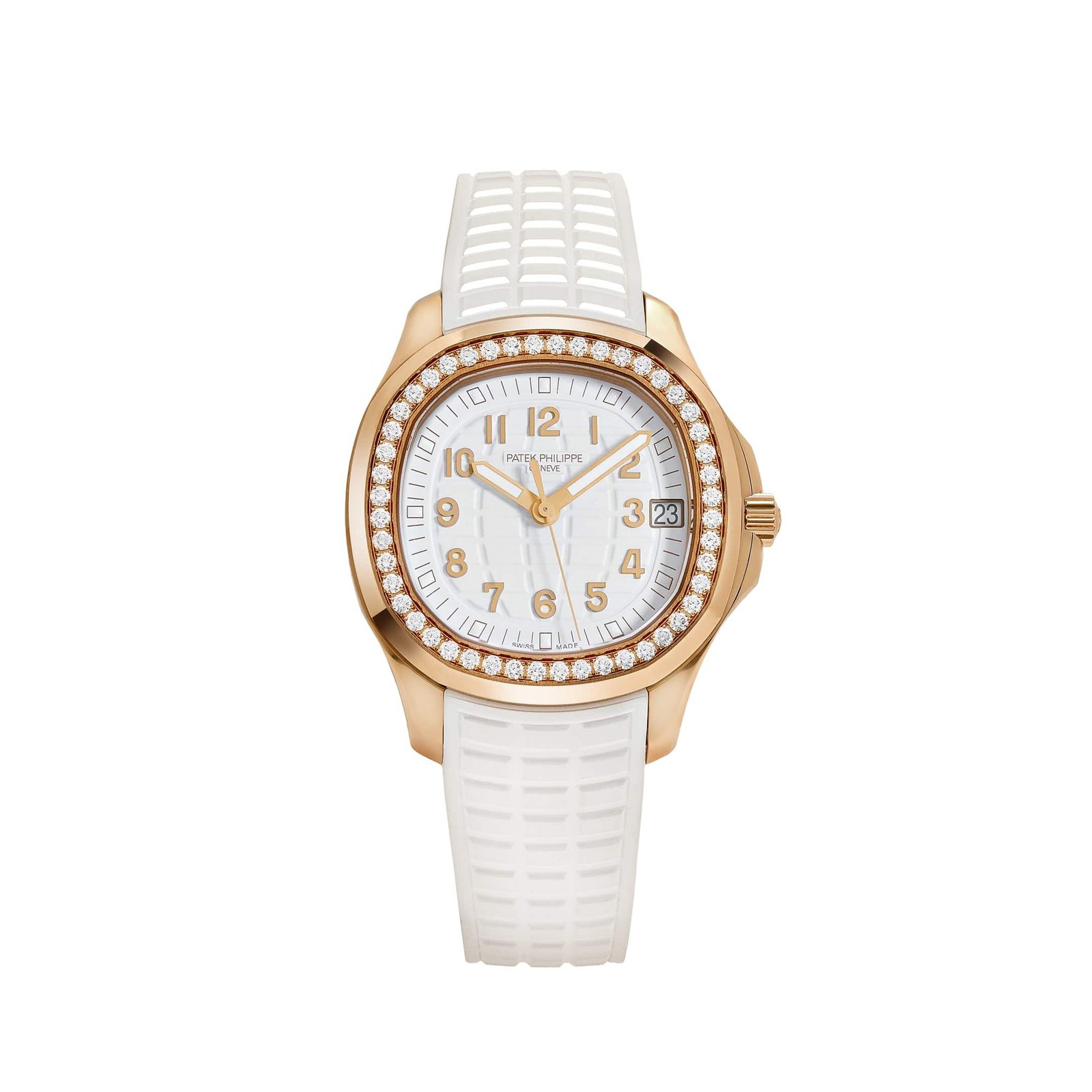 Aquanaut Luce Rose Gold White Dial Diamond Bezel