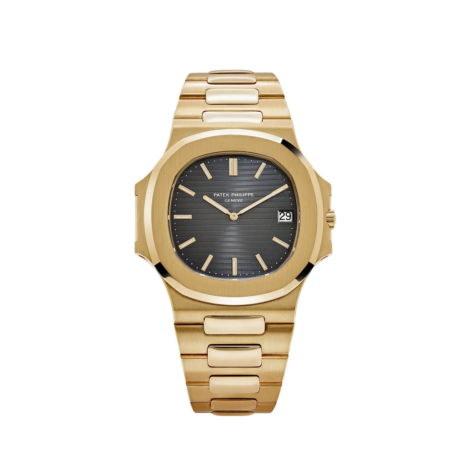Nautilus Vintage Yellow Gold Black Ribbed Dial