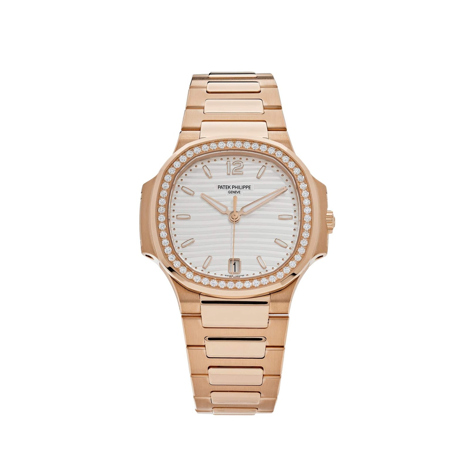 Nautilus Ladies Rose Gold Diamond Bezel Silver Dial (2026)