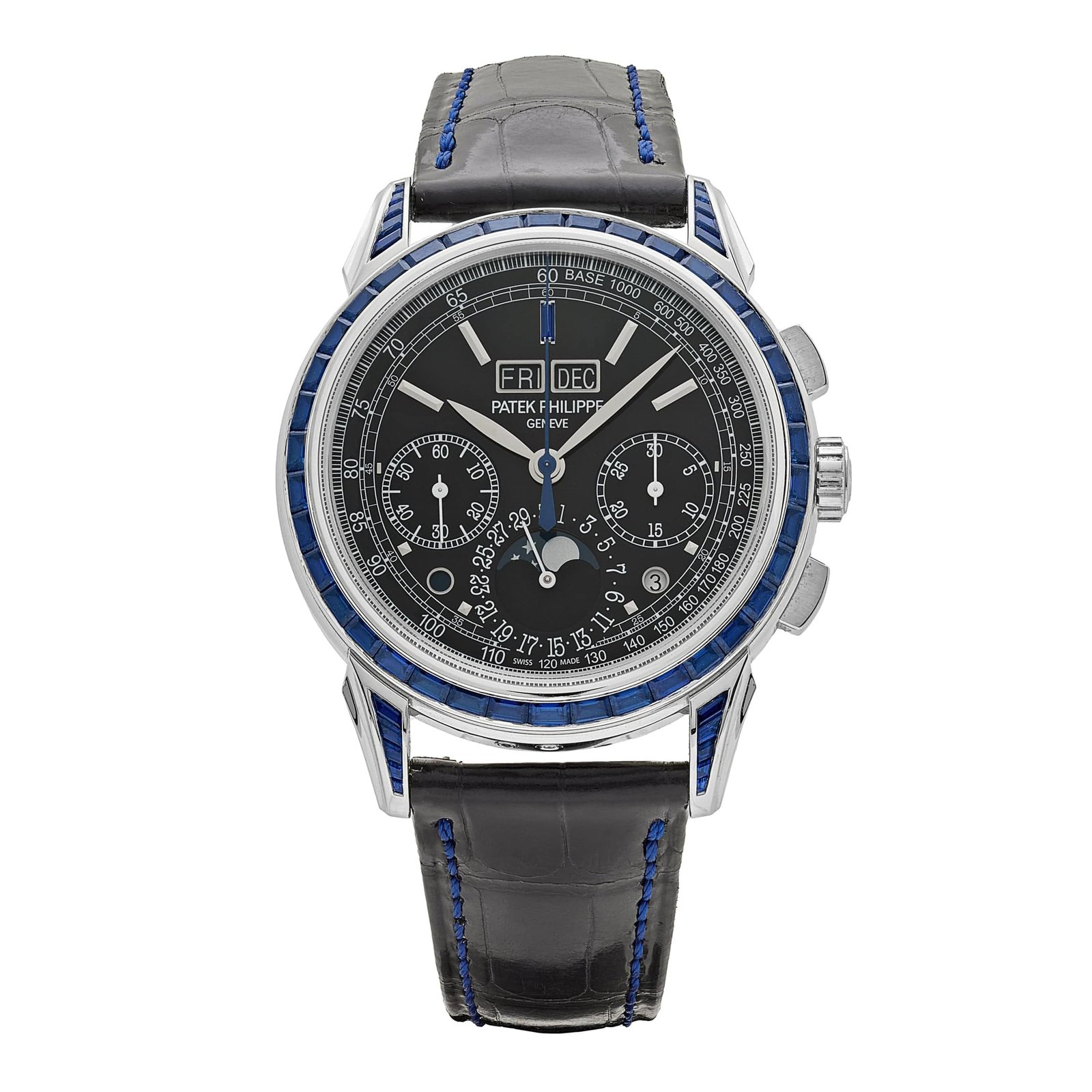 Grand Complications Moon Phases Platinum Black Dial Sapphire Bezel