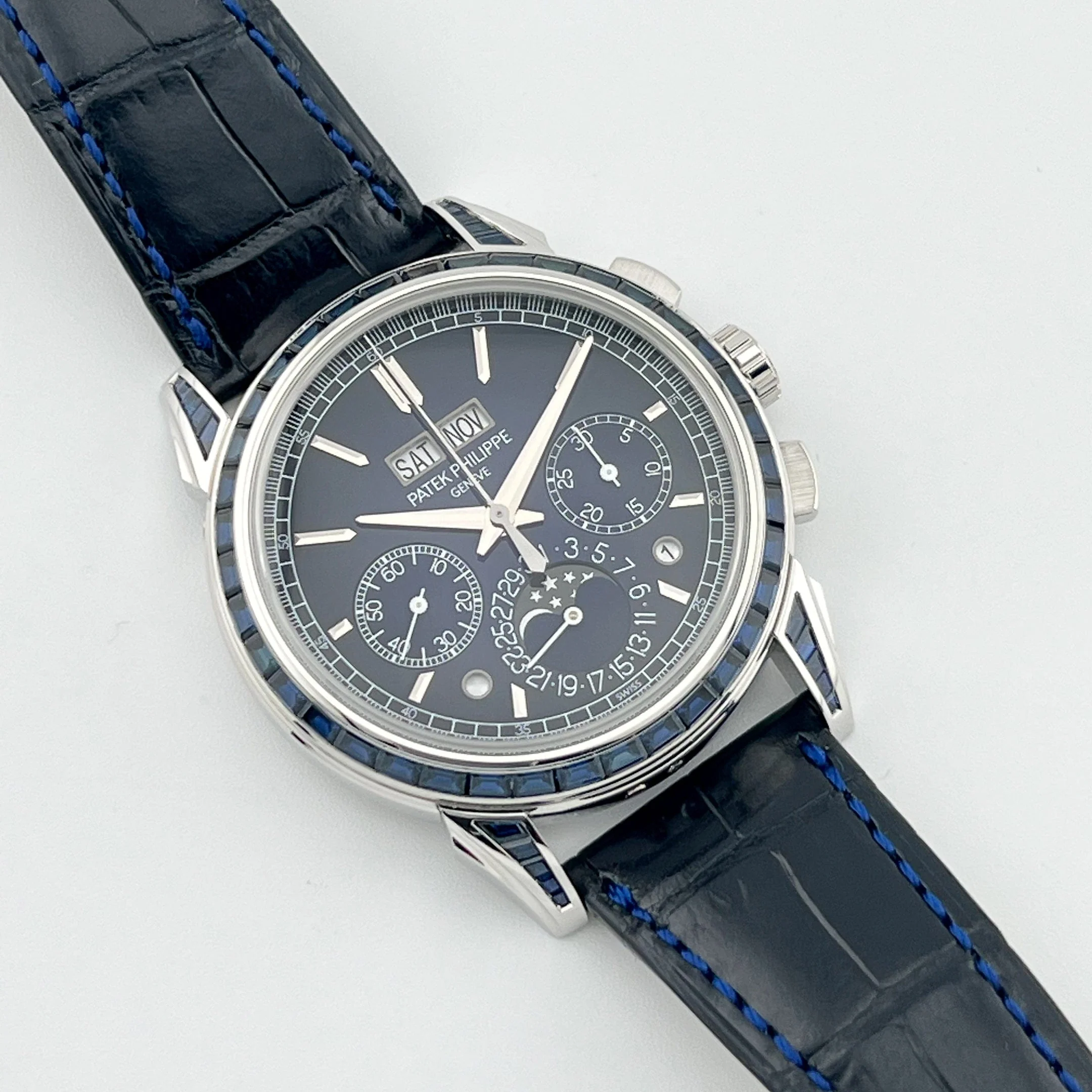 Grand Complications Perpetual Calendar Chronograph Platinum Baguette Sapphires 12 Grand Complications Perpetual Calendar Chronograph Platinum Baguette Sapphires - Image 12