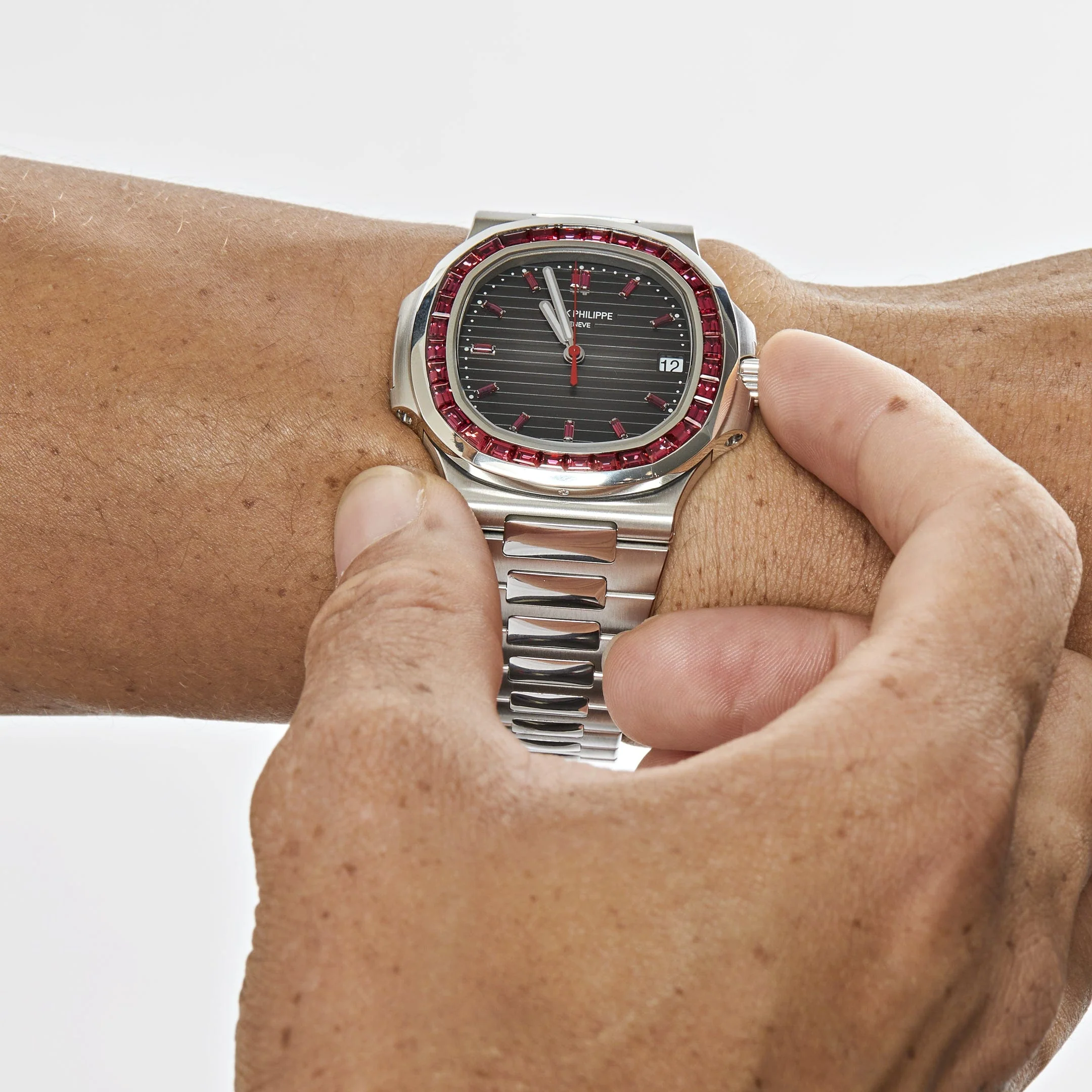 Nautilus Platinum Grey Dial Ruby Bezel 3 Nautilus Platinum Grey Dial Ruby Bezel - Image 3