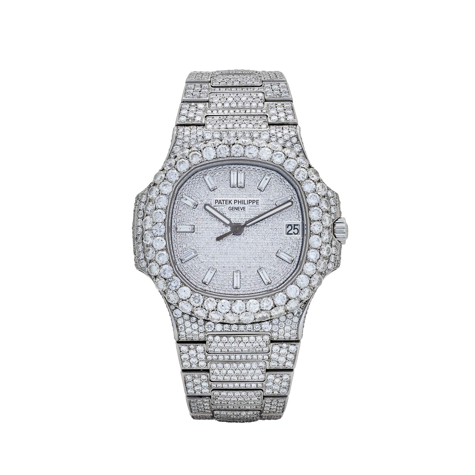 Nautilus Stainless Steel with Aftermarket Diamond Pavé Bezel and Case (2012)