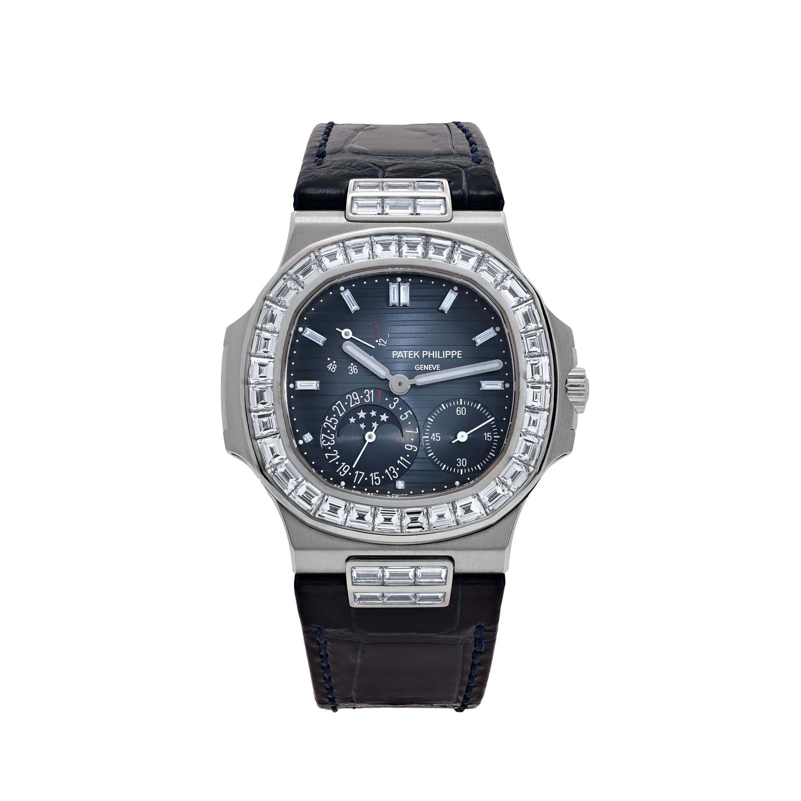 Nautilus White Gold Blue Diamond Dial Diamond Bezel (2017)
