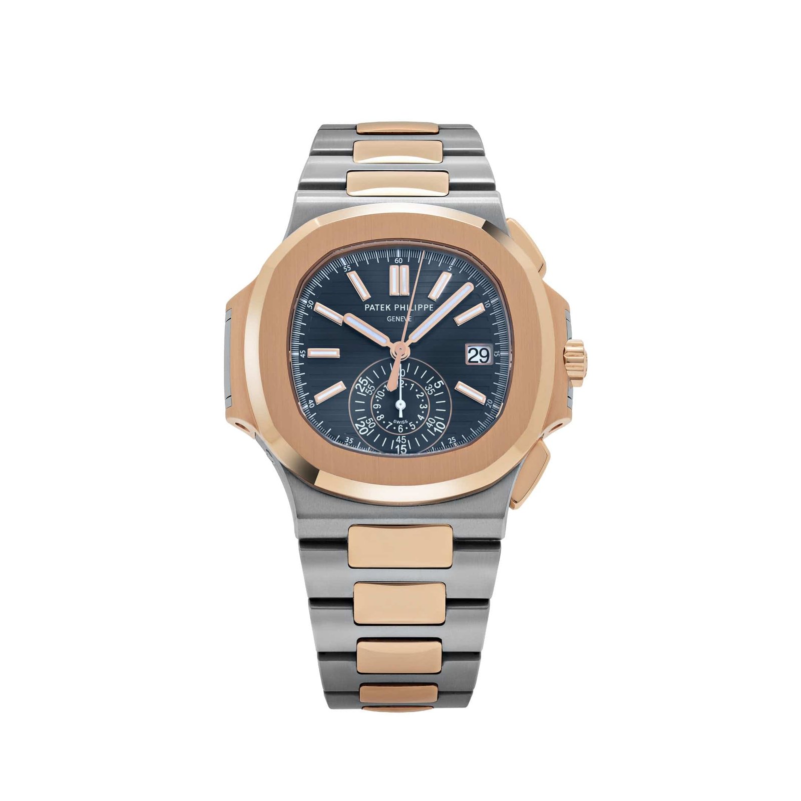 Nautilus Chronograph Stainless Steel Rose Gold Blue Dial (2019)