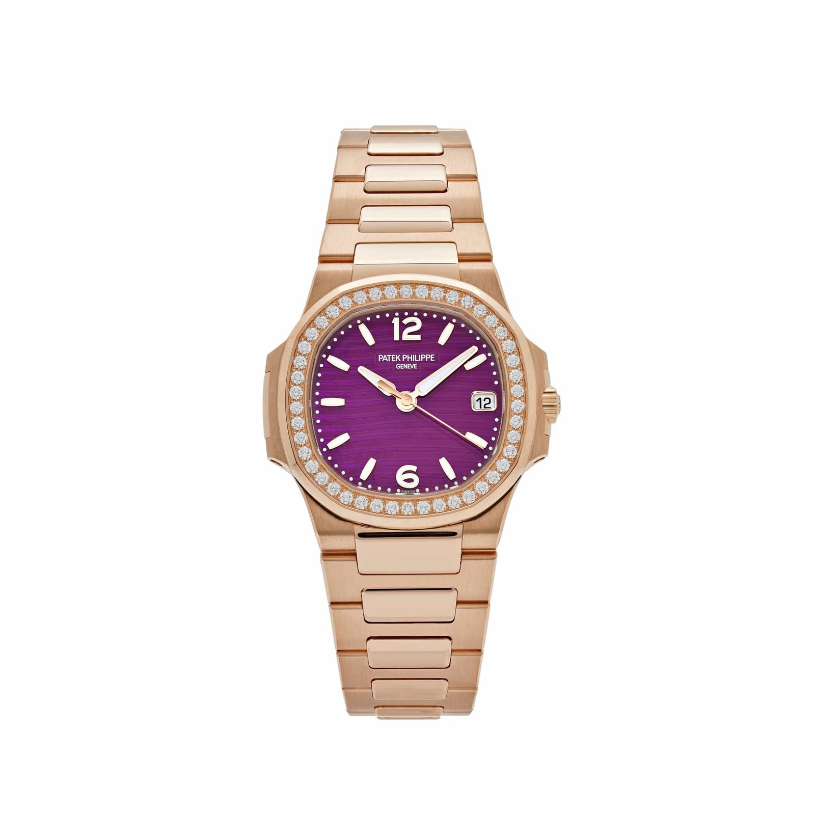 Nautilus 'Ladies' Quartz Rose Gold Purple Diamond Bezel (2025)