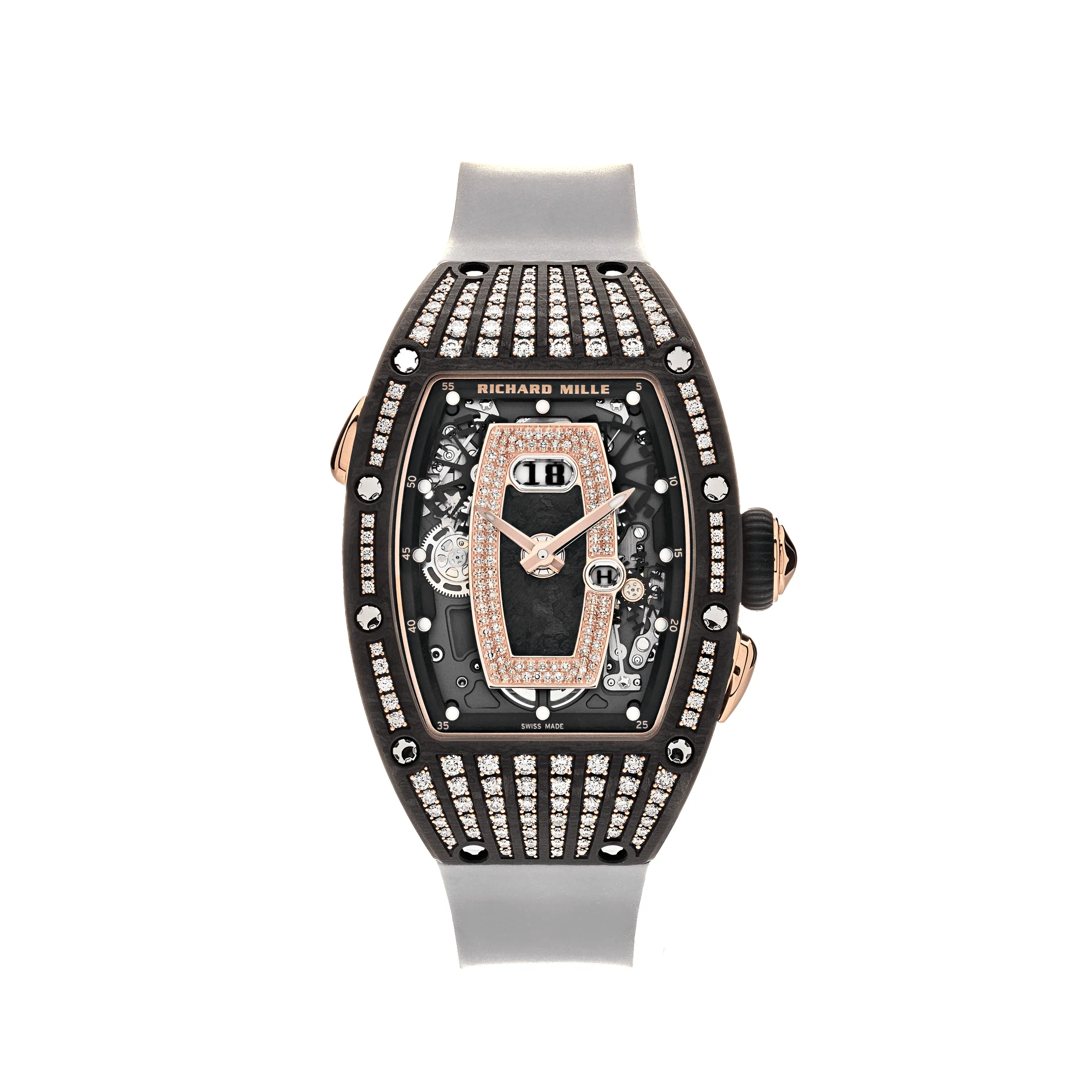 RM 037 'Ladies' Rose Gold Carbon TPT Diamond Set Skeleton Dial (2022)