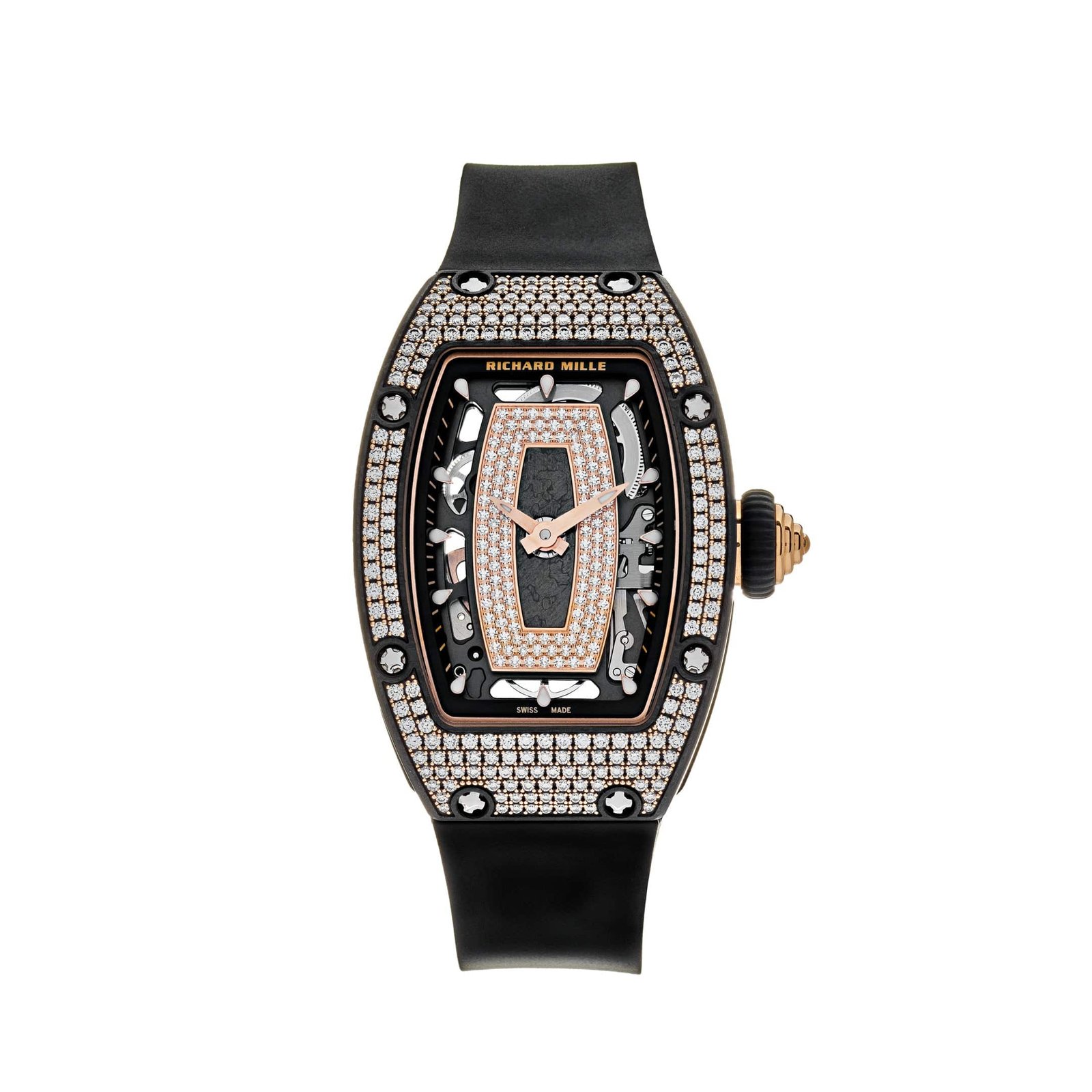 RM 07-01 'Ladies' Rose Gold Carbon-TPT Diamond Bezel