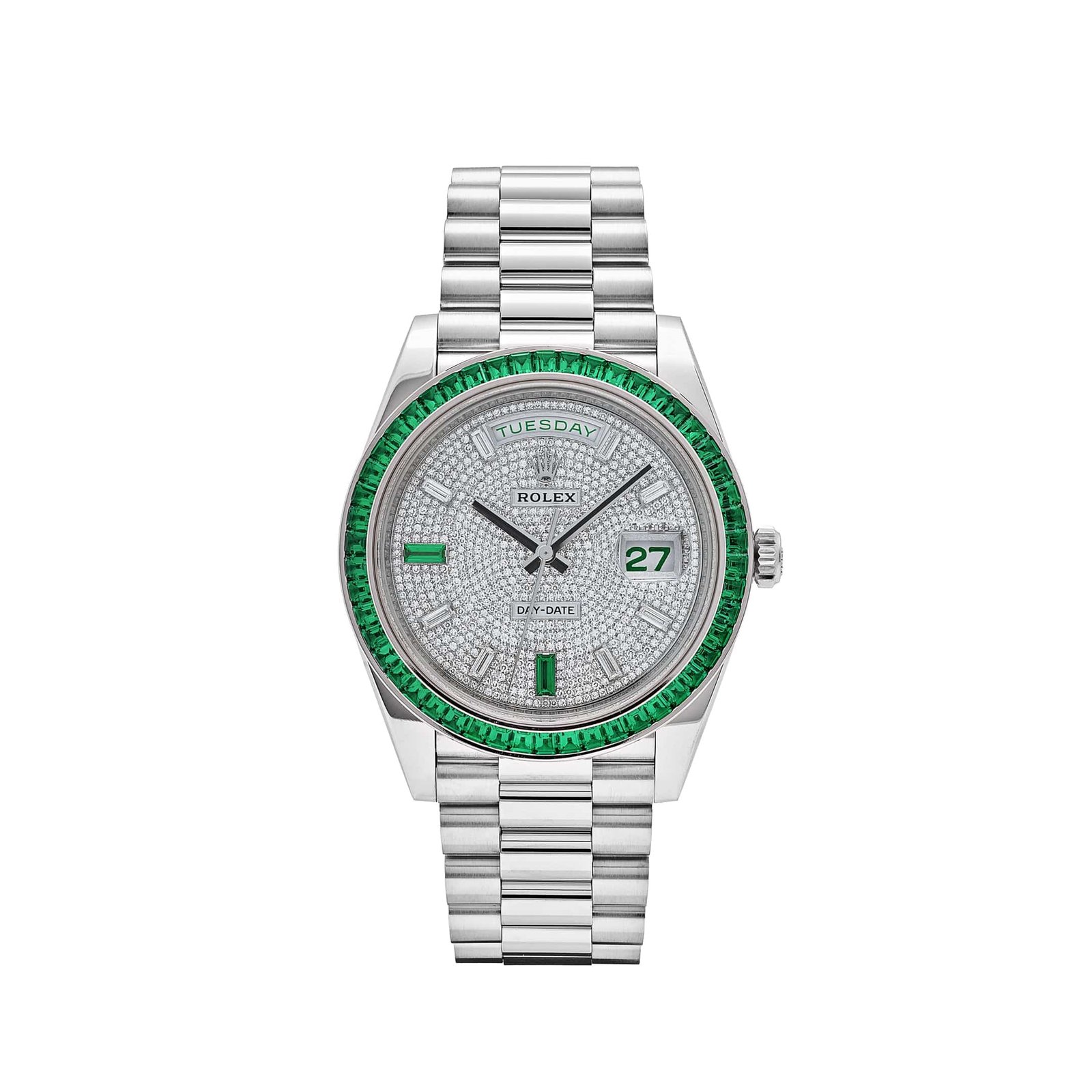 Day-Date Platinum Diamond Dial Emerald Bezel