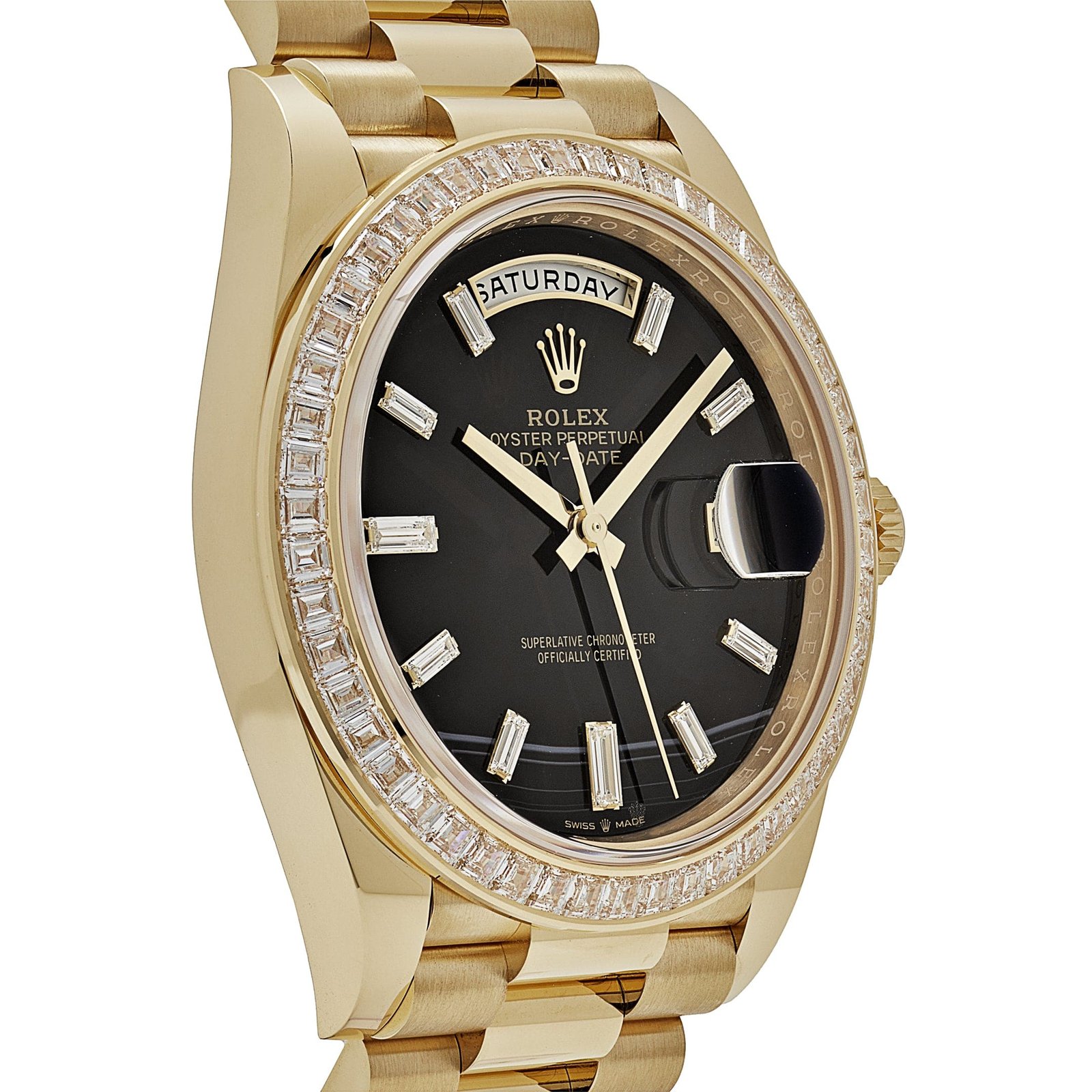 Day-Date Yellow Gold Onyx Baguette Diamond Dial Baguette Bezel 5 Day-Date Yellow Gold Onyx Baguette Diamond Dial Baguette Bezel - Image 5