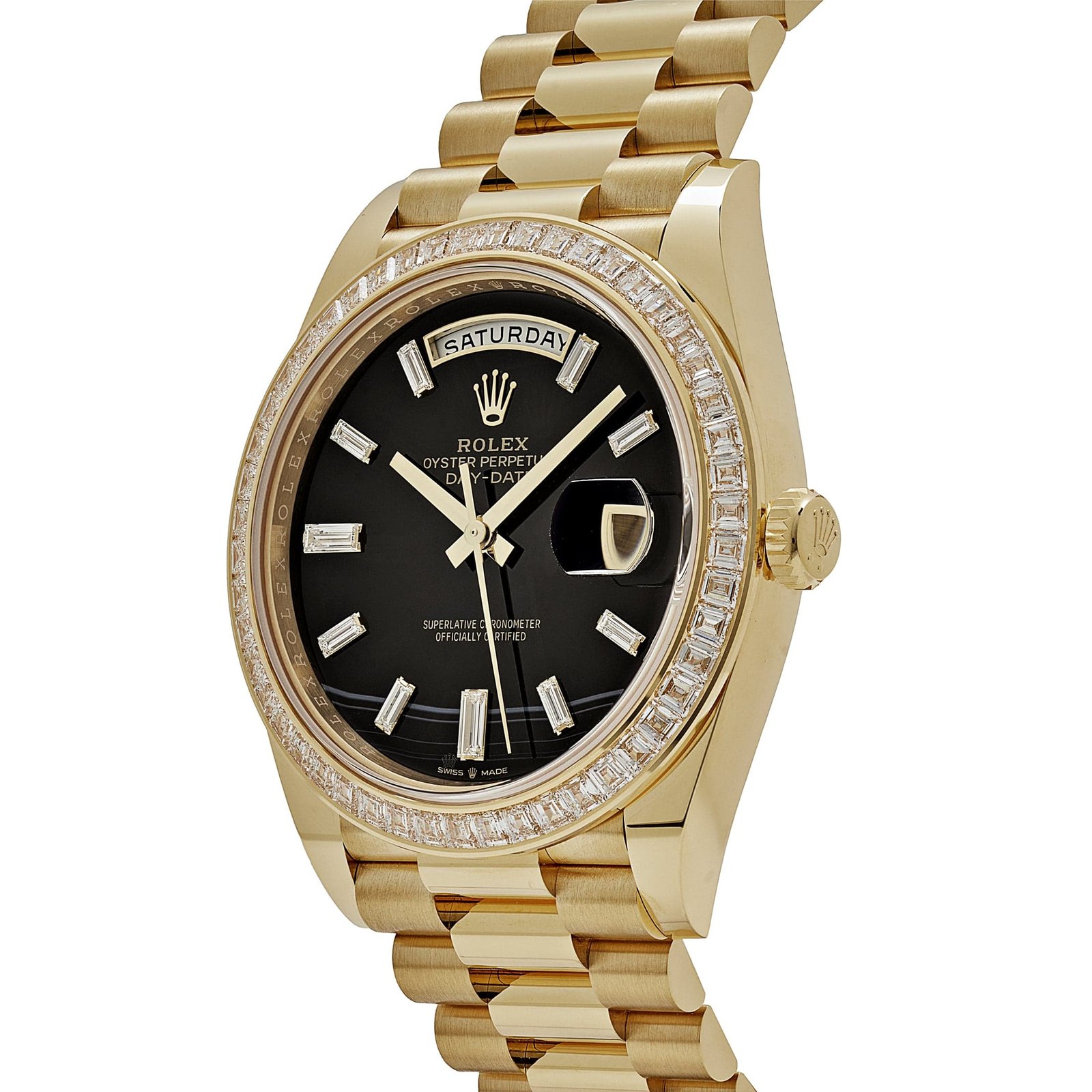 Day-Date Yellow Gold Onyx Baguette Diamond Dial Baguette Bezel 6 Day-Date Yellow Gold Onyx Baguette Diamond Dial Baguette Bezel - Image 6
