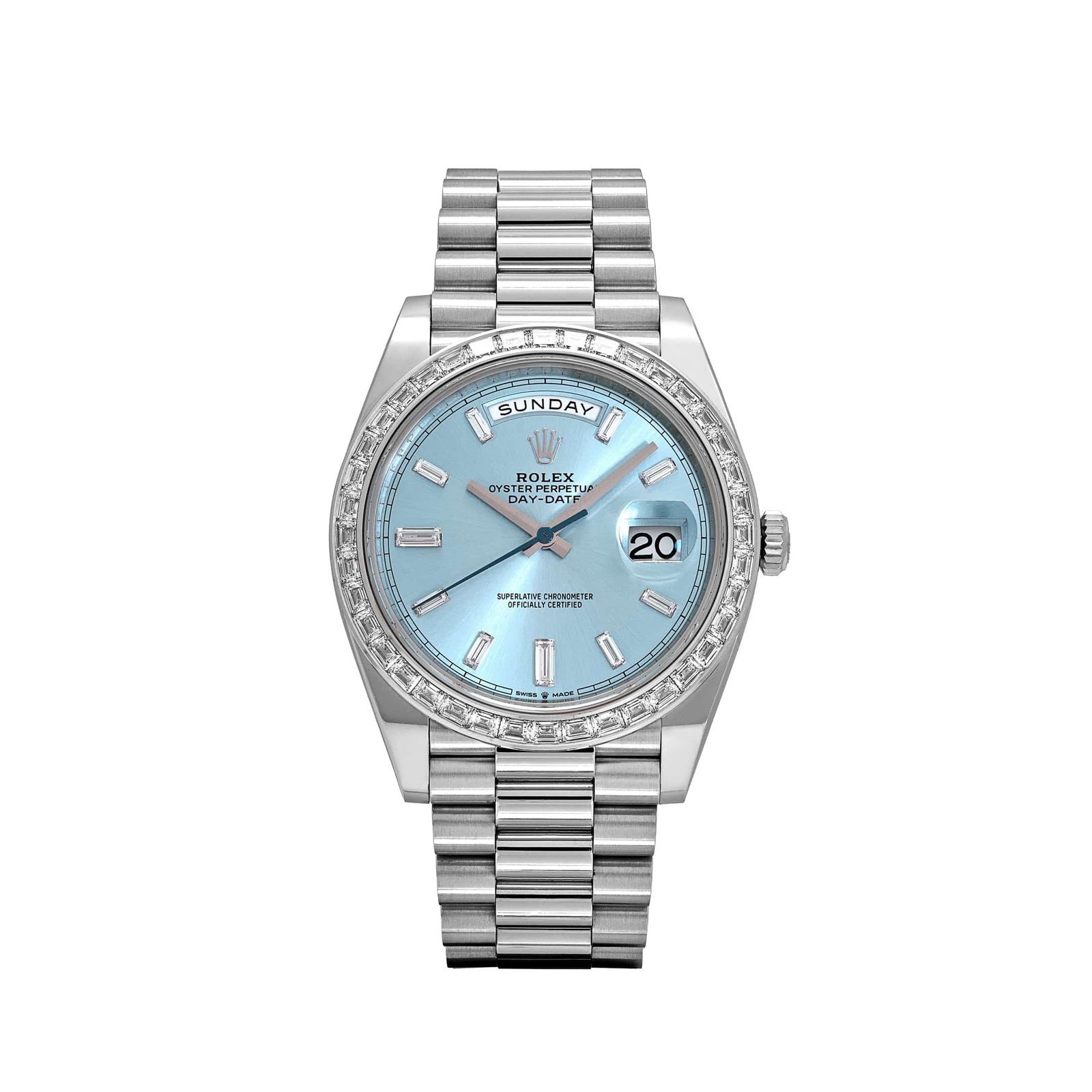 Day-Date Platinum Diamond Bezel Ice Blue Diamond Dial