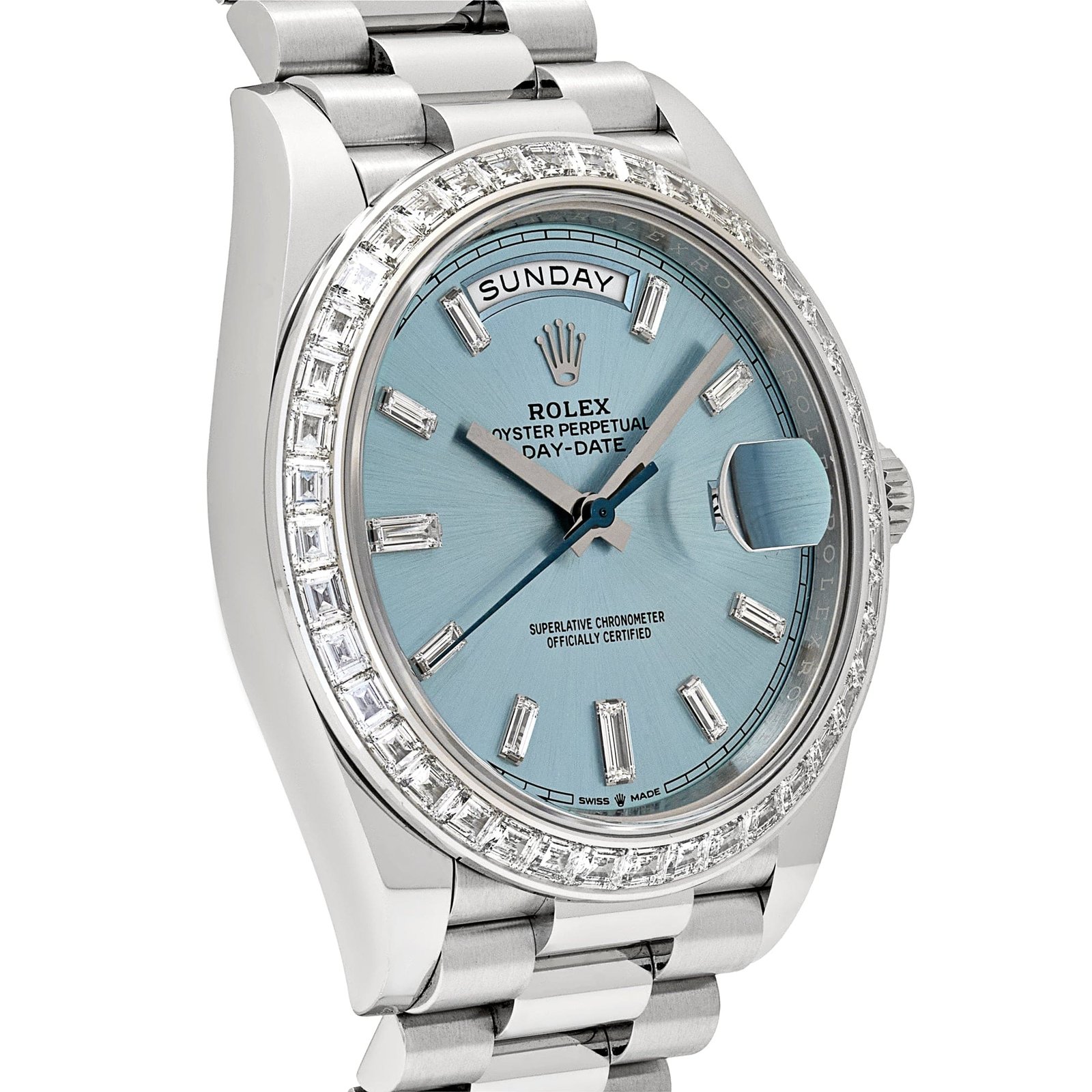 Day-Date Platinum Diamond Bezel Ice Blue Diamond Dial 4 Day-Date Platinum Diamond Bezel Ice Blue Diamond Dial - Image 4