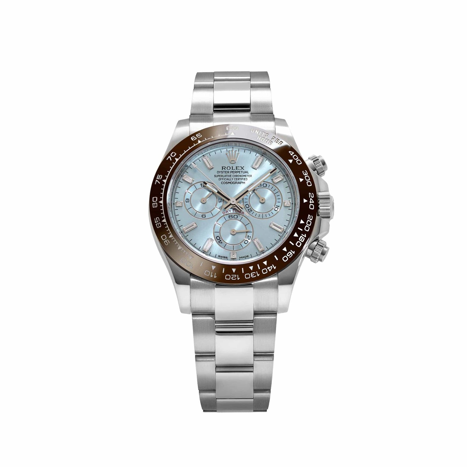 Platinum Ice Blue Baguette Diamond Dial