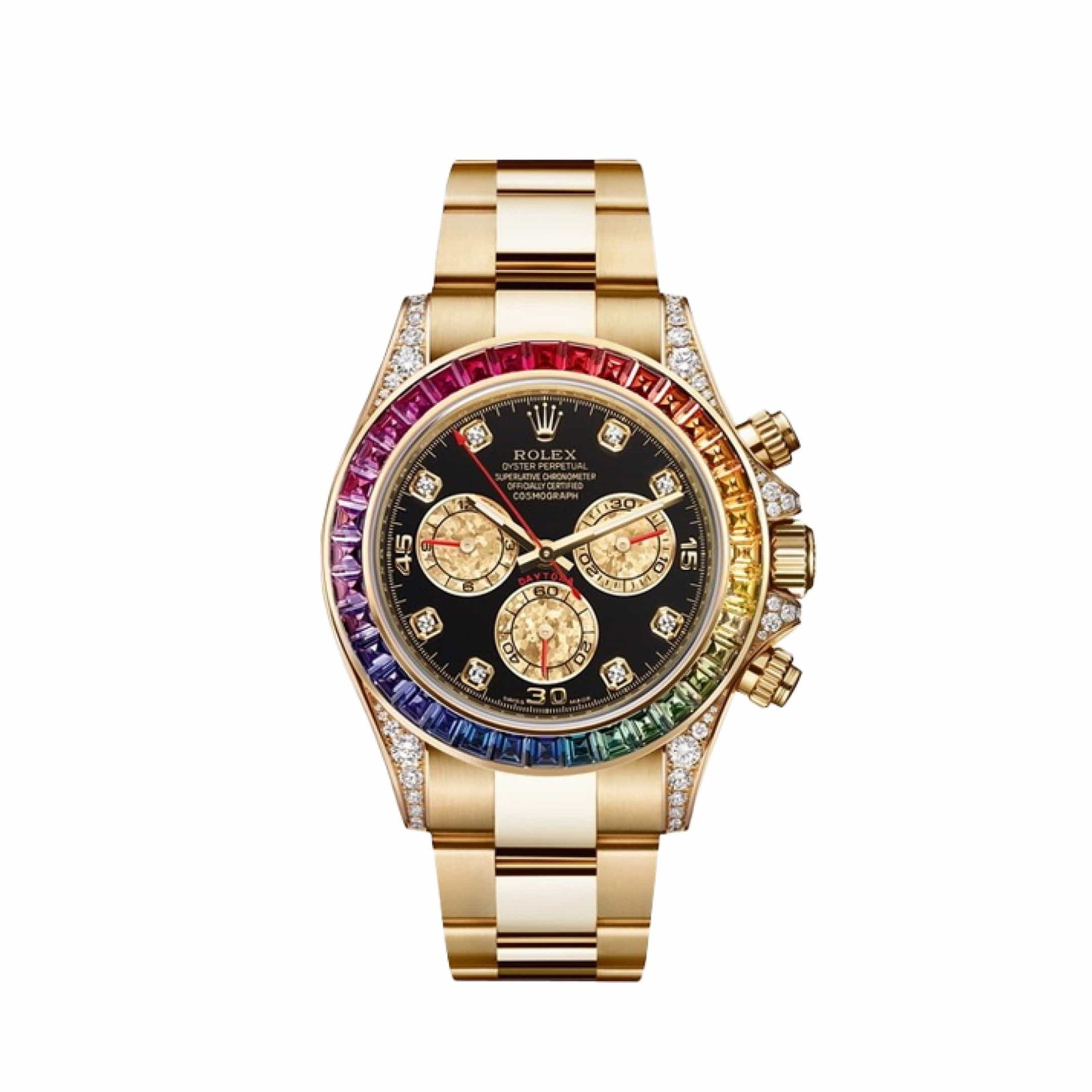 Daytona 'Rainbow' Yellow Gold Black Dial Sapphire Bezel