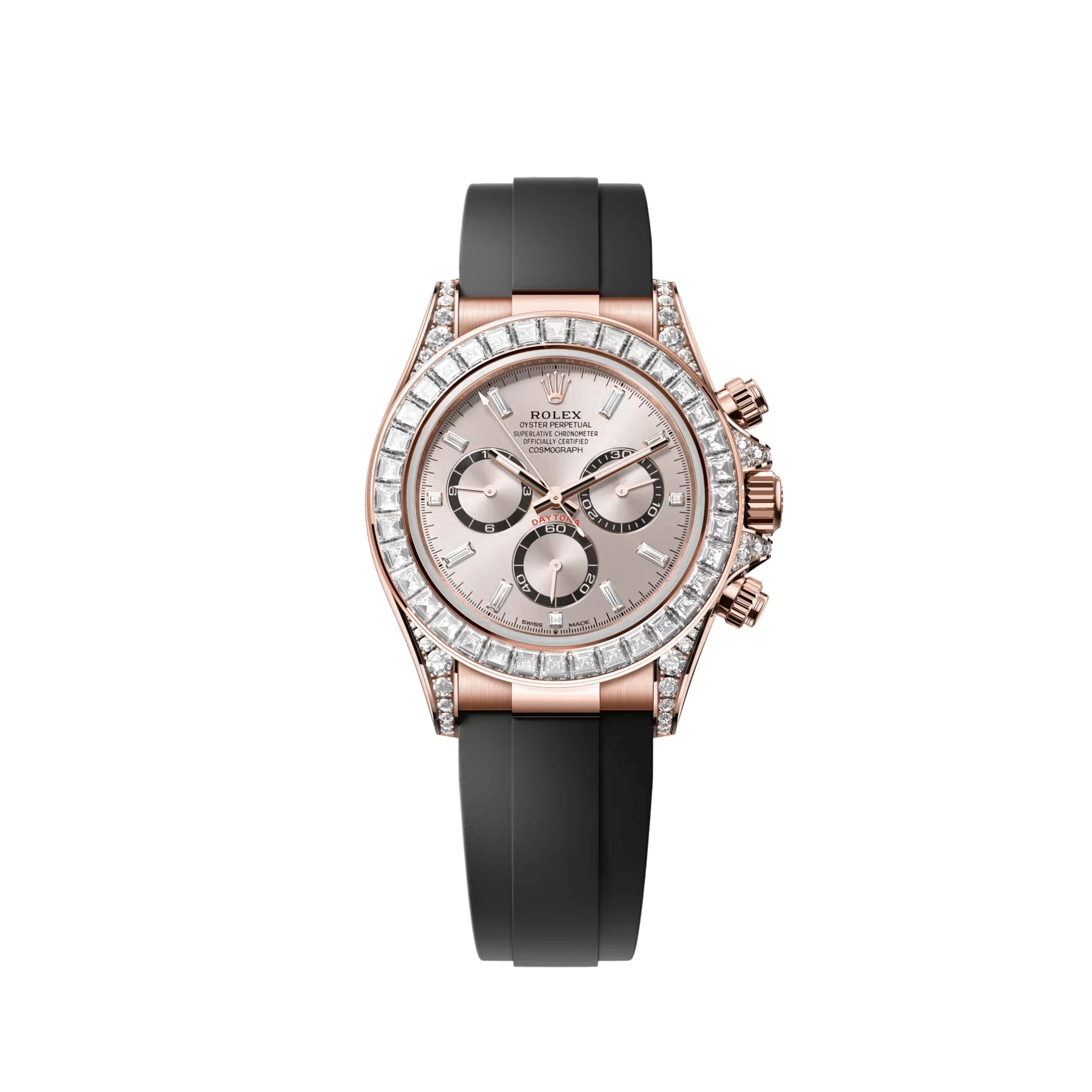 Daytona Rose Gold Black Sundust Diamond Dial Diamond Bezel