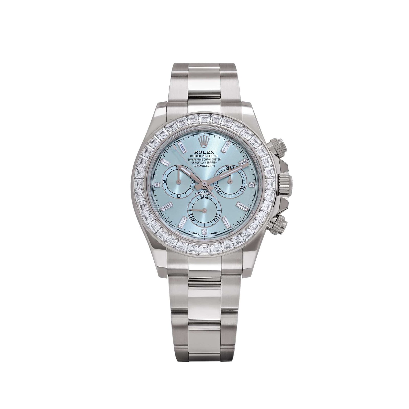 Daytona Platinum Ice Blue Diamond Dial Diamond Bezel