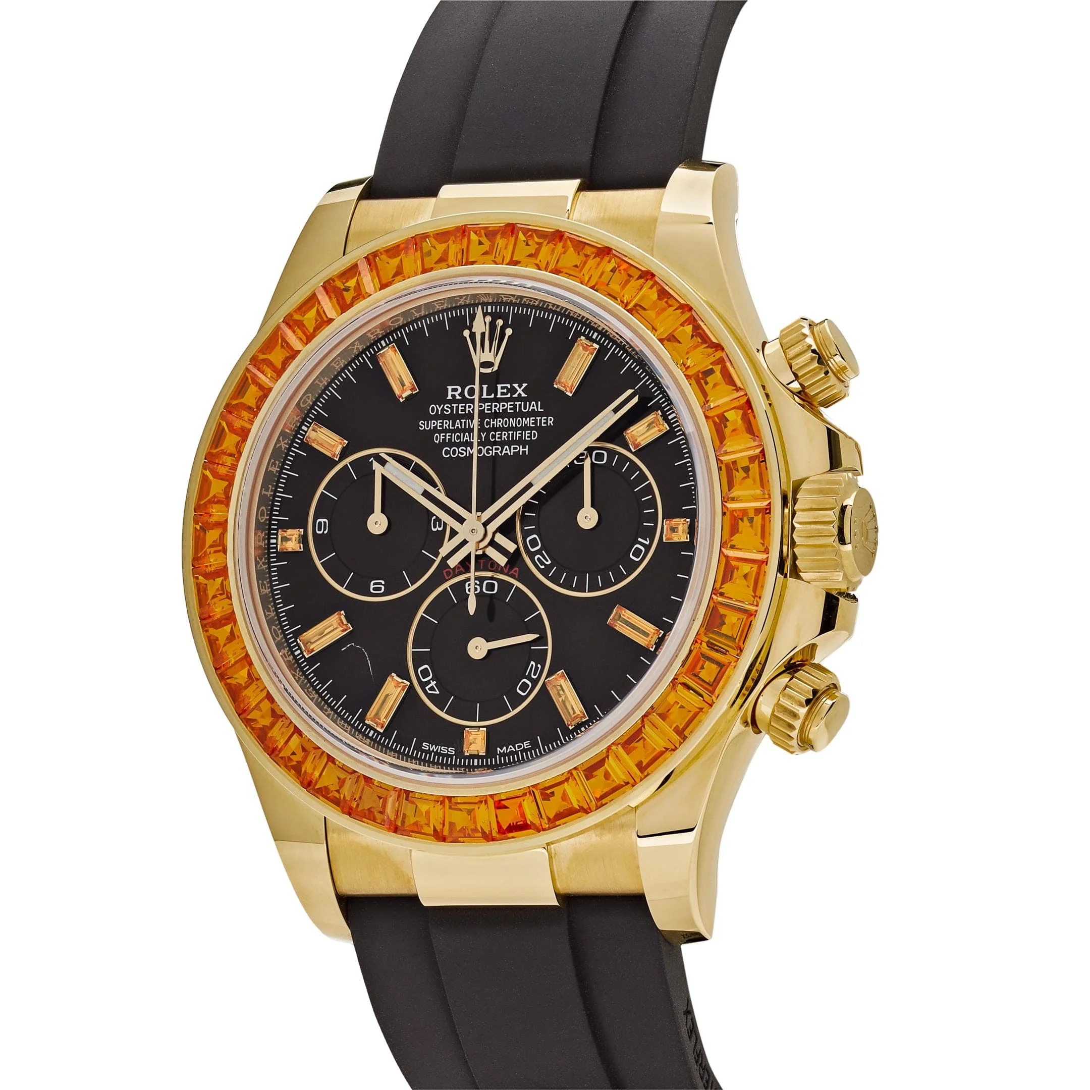 Daytona Yellow Gold Orange Sapphire Bezel Black Diamond Dial 2 Daytona Yellow Gold Orange Sapphire Bezel Black Diamond Dial - Image 2