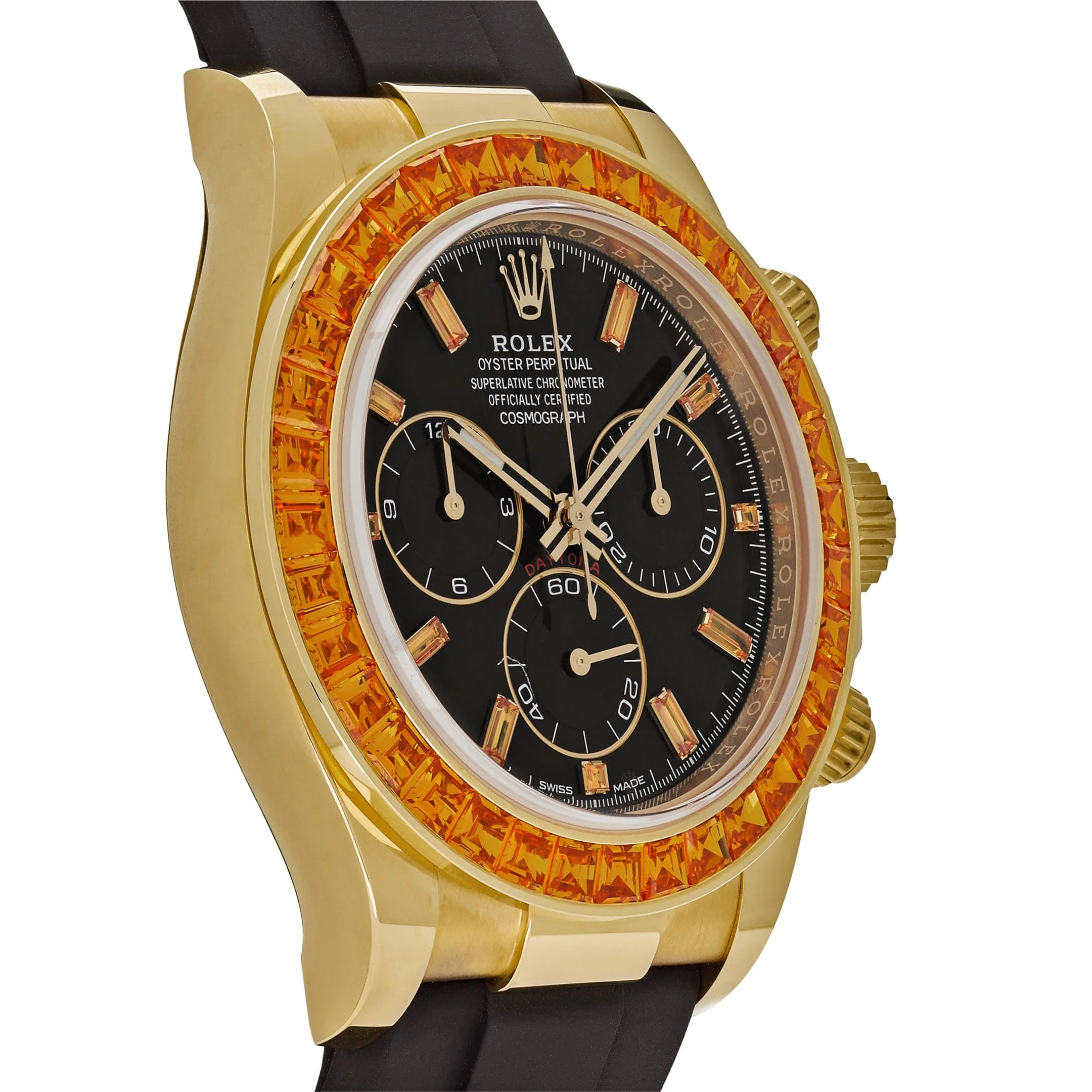 Daytona Yellow Gold Orange Sapphire Bezel Black Diamond Dial 3 Daytona Yellow Gold Orange Sapphire Bezel Black Diamond Dial - Image 3