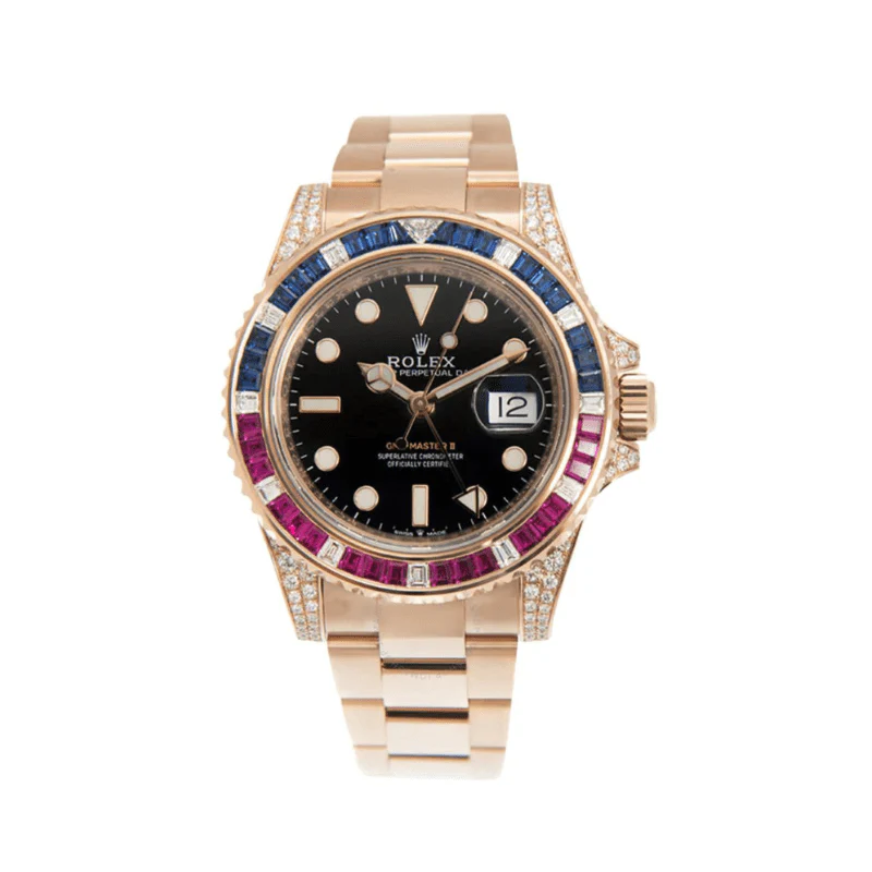 GMT-Master II 'SARU' Rose Gold Black Dial Diamond Bezel